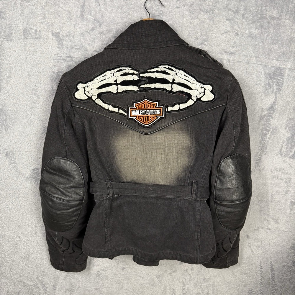 Icon Motorsports Textile Armoured Canvas Black Motorcycle Jacket Coat LG Patches